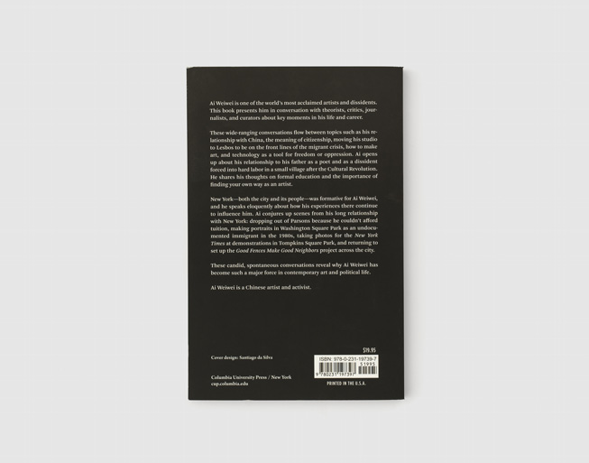 Backcover for Ai Weiwei's book 'Conversations'