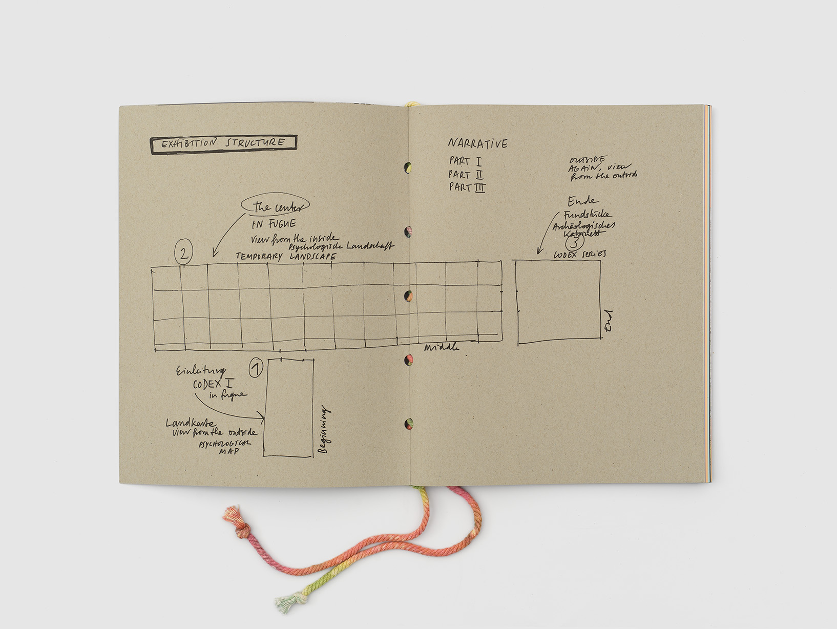 book pages with a drawing, Isabel Nuño de Buen – in fugue
